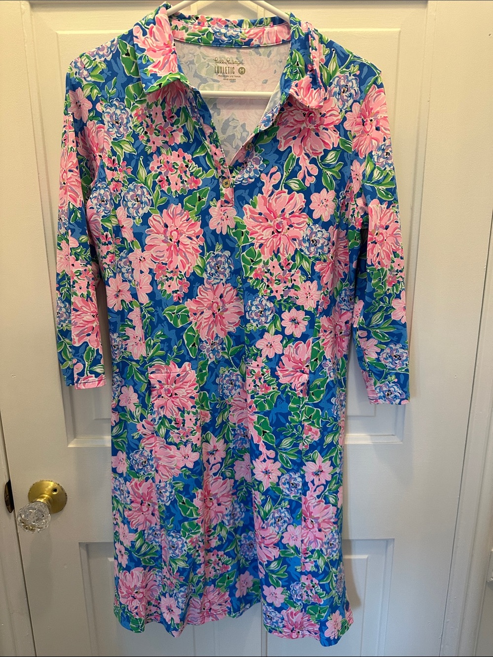 Lilly Pulitzer Luxletic Blue, Pink & Green Floral Dress, M